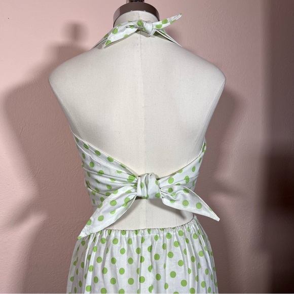 Vintage 60 70 Mod MCM Polka Dot Coquette Girl Cropped Top Maxi Skirt Set Dress - Picture 13 of 17